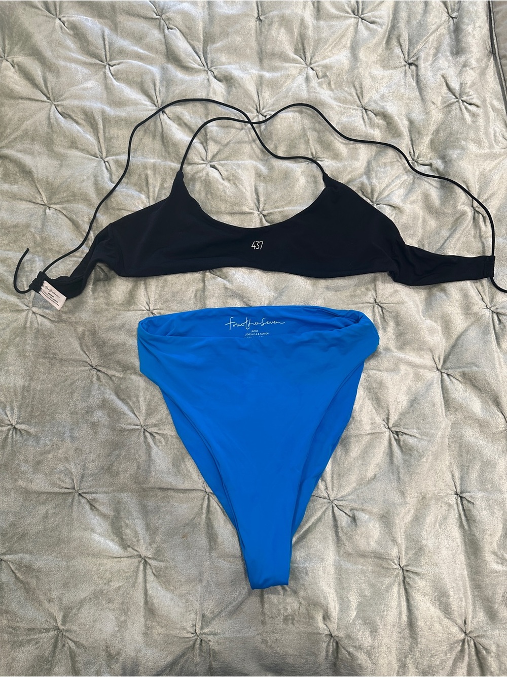 437 swim set! AUBREY II BOTTOMS in AZUL and TREY TOP in BLACK